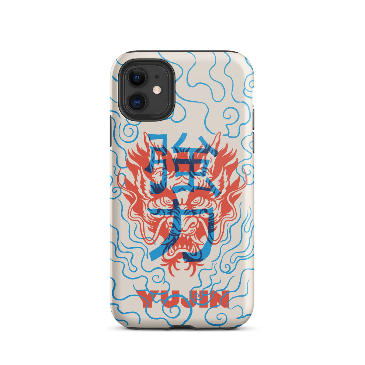 Dragon Vibe Tough iPhone case by Yūjin Clothing featuring a vibrant dragon design and durable protective material.