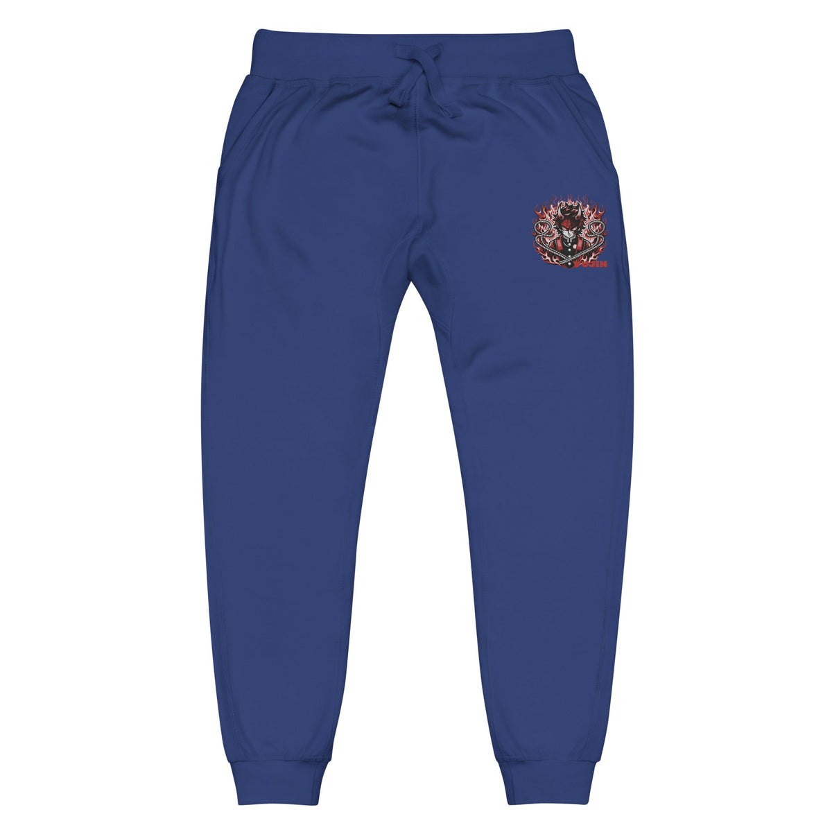 Yūjin Clothing Fire God sweatpants with bold flame graphic, comfortable fit, and casual style for streetwear or lounge wear.