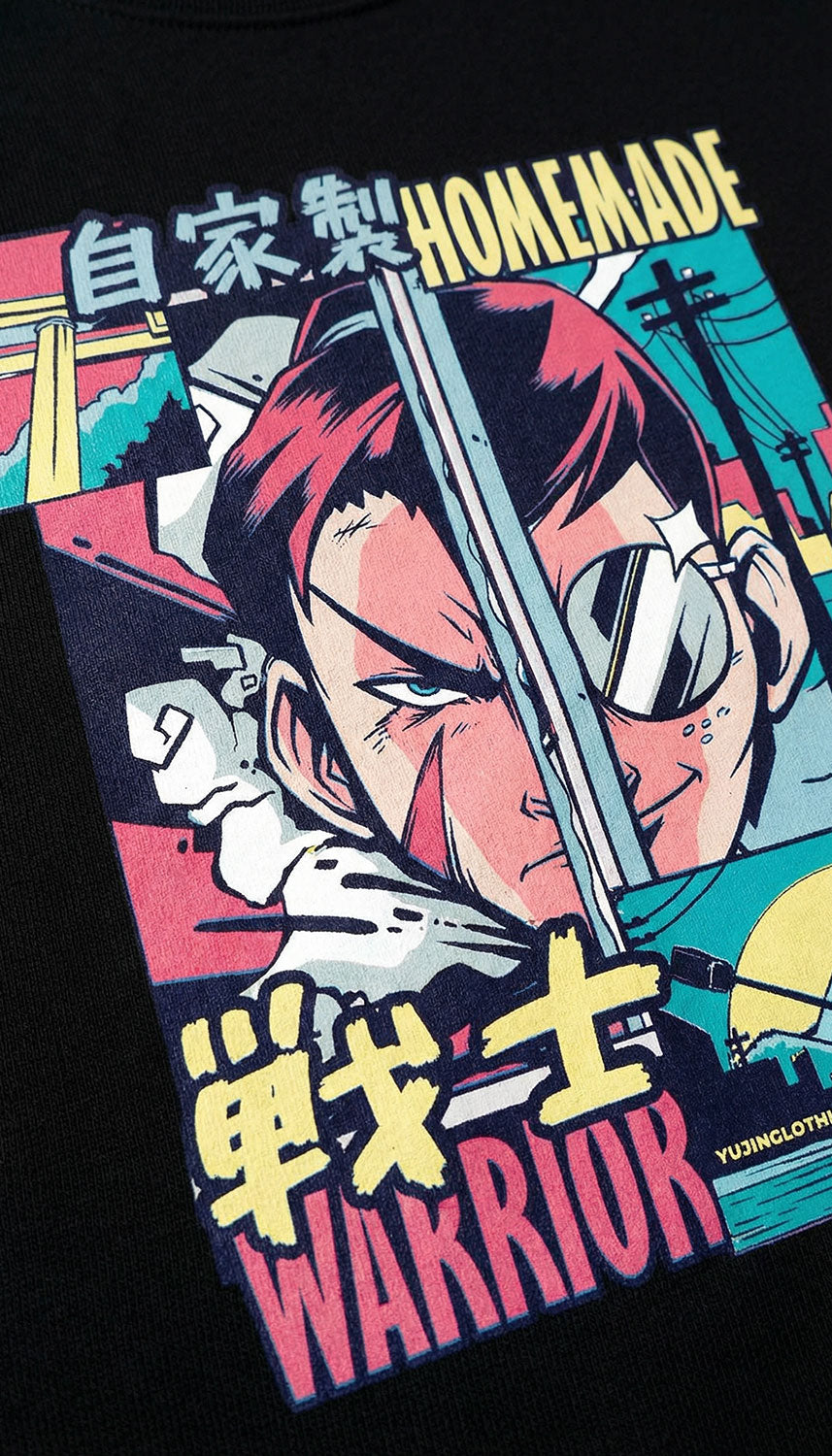 Homemade Warrior sweatshirt by Yūjin Clothing featuring a comfortable fit and bold graphic design on soft fabric.