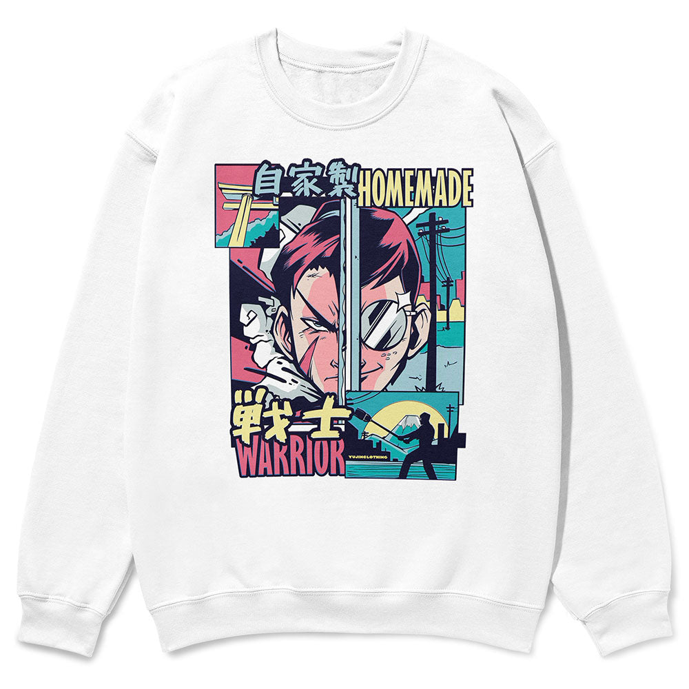Homemade Warrior sweatshirt by Yūjin Clothing featuring a comfortable fit and graphic design, ideal for casual wear.