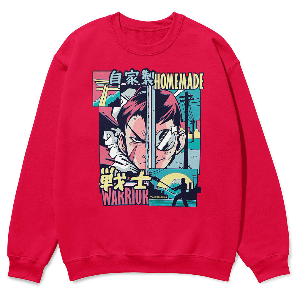 Homemade Warrior sweatshirt by Yūjin Clothing featuring a comfortable fit and detailed graphic design on soft fabric.