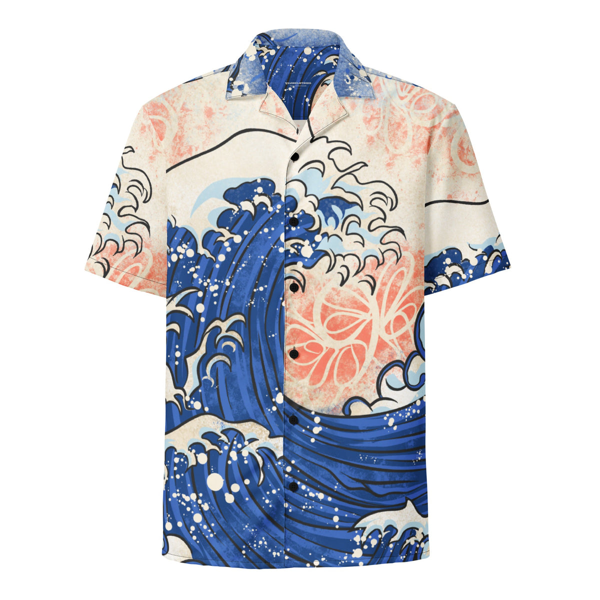 Yūjin Clothing Japanese Wave T-Shirt featuring a traditional blue wave design on soft fabric, casual streetwear style.