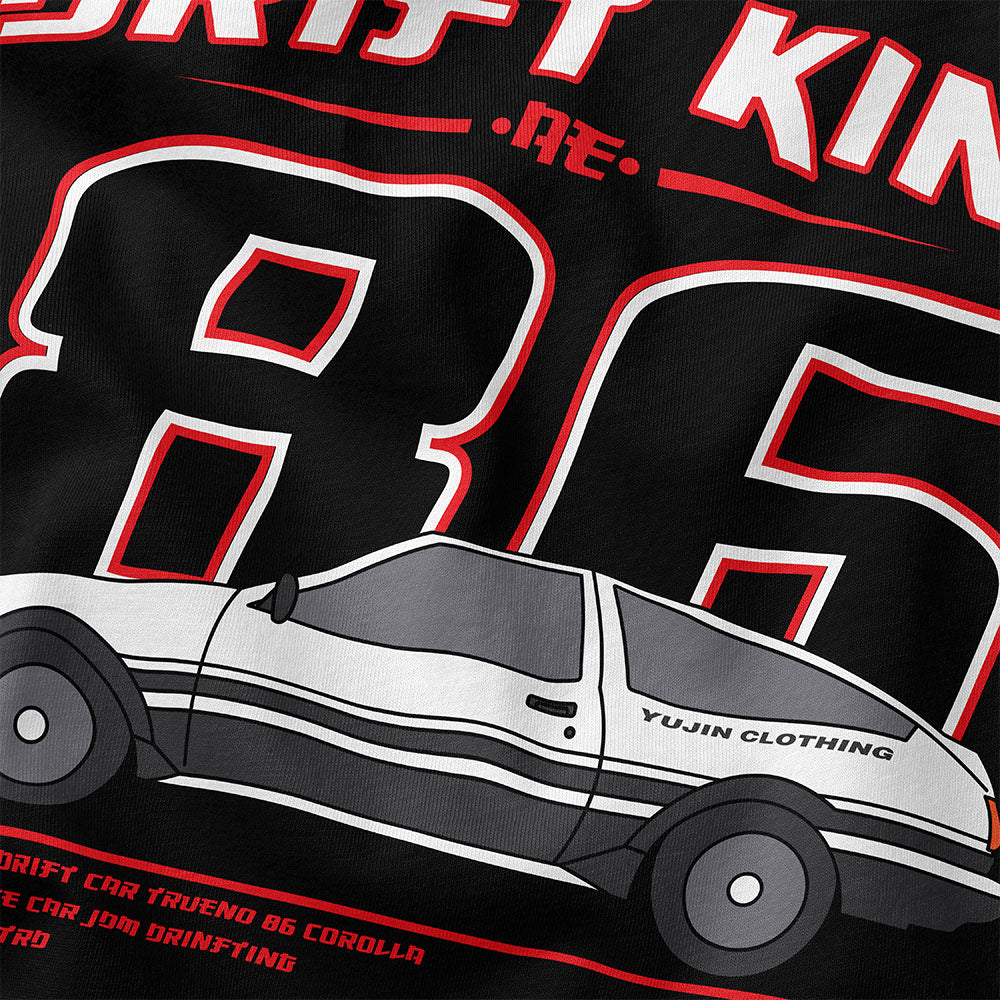 Yūjin Clothing Drift King T-Shirt featuring a graphic design, casual fit, and soft fabric, perfect for streetwear and automotive enthusiasts.