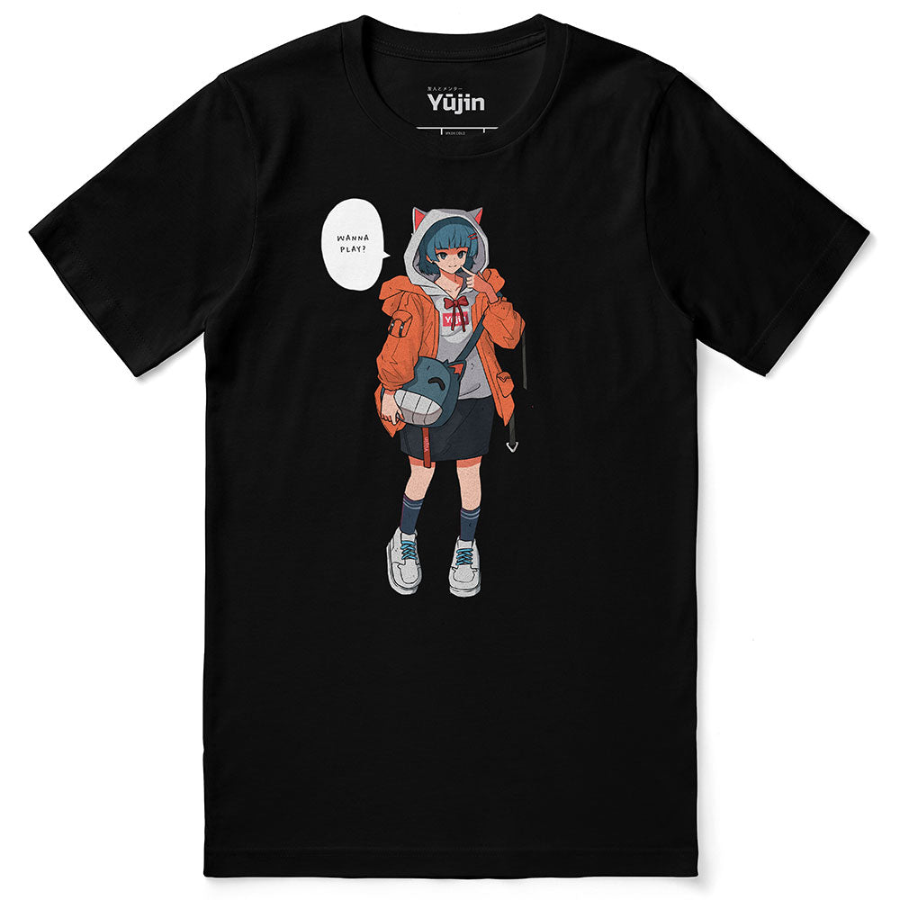 Yūjin Clothing Drippin Kitten T-Shirt featuring a colorful kitten graphic on soft cotton fabric.