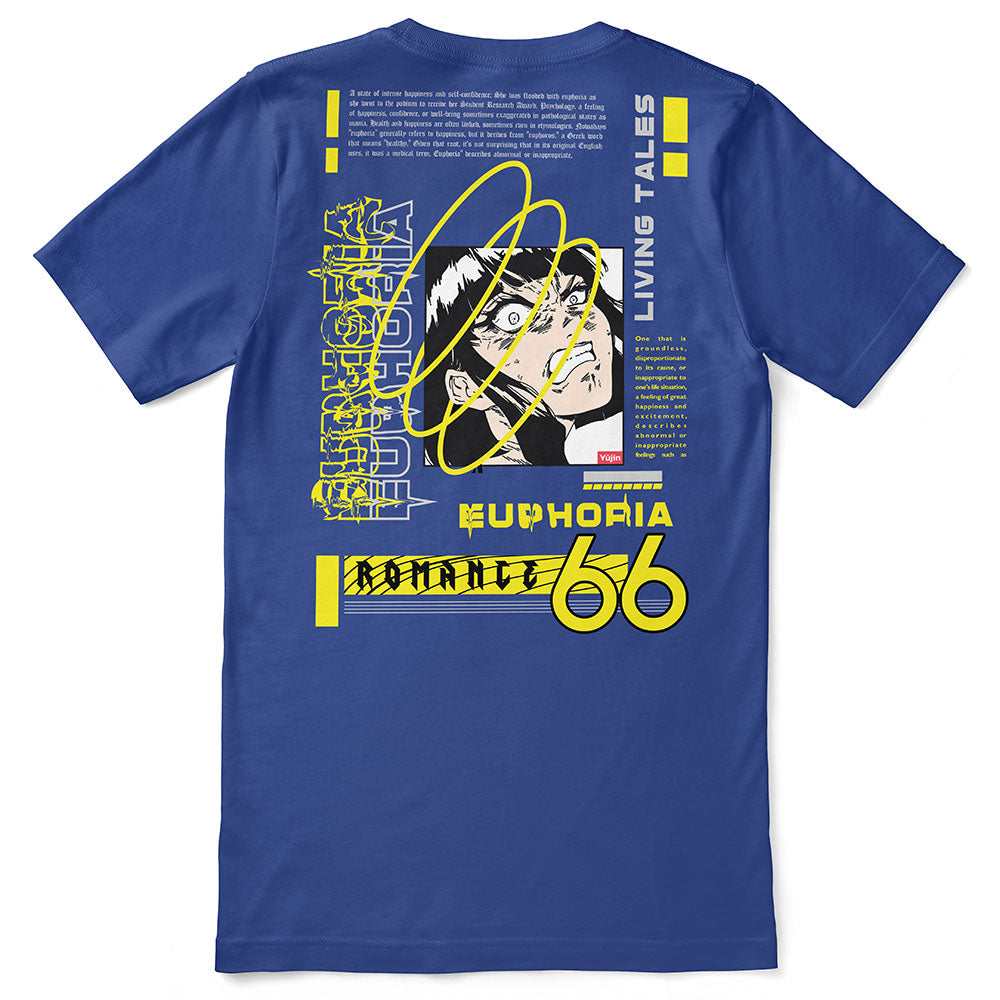 Yūjin Clothing Euphoria T-Shirt featuring a vibrant graphic design and comfortable fit, ideal for casual wear.
