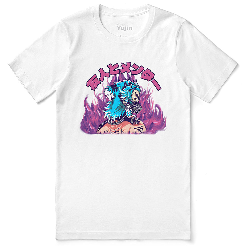 Yūjin Clothing Flames T-Shirt featuring a vibrant flame graphic design on a casual cotton t-shirt for men and women.