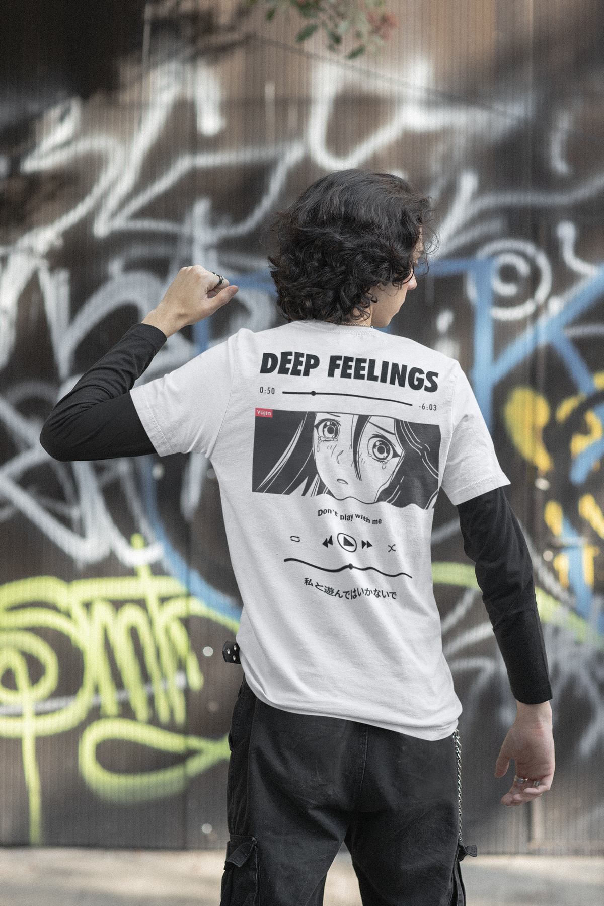 Yūjin Clothing Deep Feelings T-Shirt showcasing a soft fabric, modern design, and casual style ideal for everyday wear.