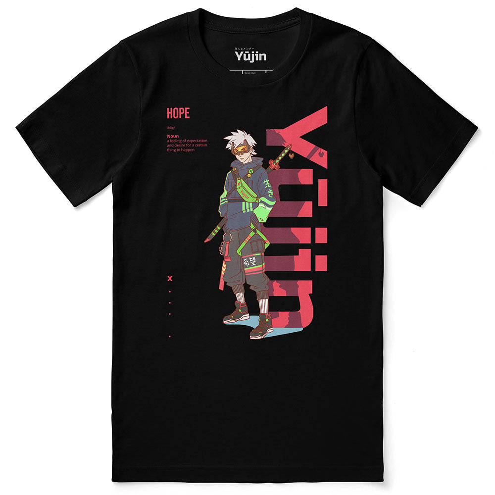 Hope T-Shirt by Yūjin Clothing, soft cotton fabric, featuring a minimalist Hope graphic design, casual fit, and stylish comfort.