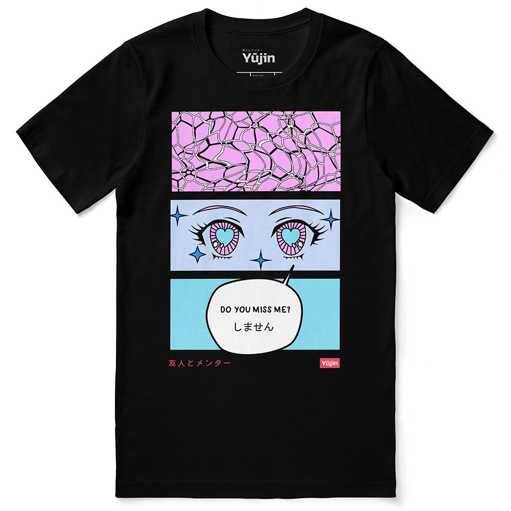 Yūjin Clothing Miss Me T-Shirt featuring a casual fit and stylish design, shown in a close-up of the front view.