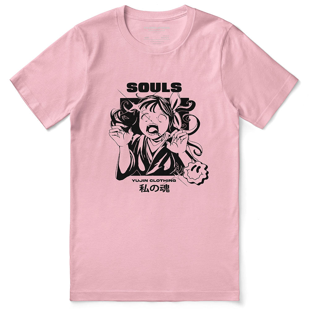 Yūjin Clothing Lost Souls T-Shirt featuring a dark, artistic design with ghostly motifs on soft cotton fabric.