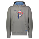 White Water Life Georges Bank hoodie in navy with front logo graphic, casual pullover for outdoor and fishing enthusiasts.