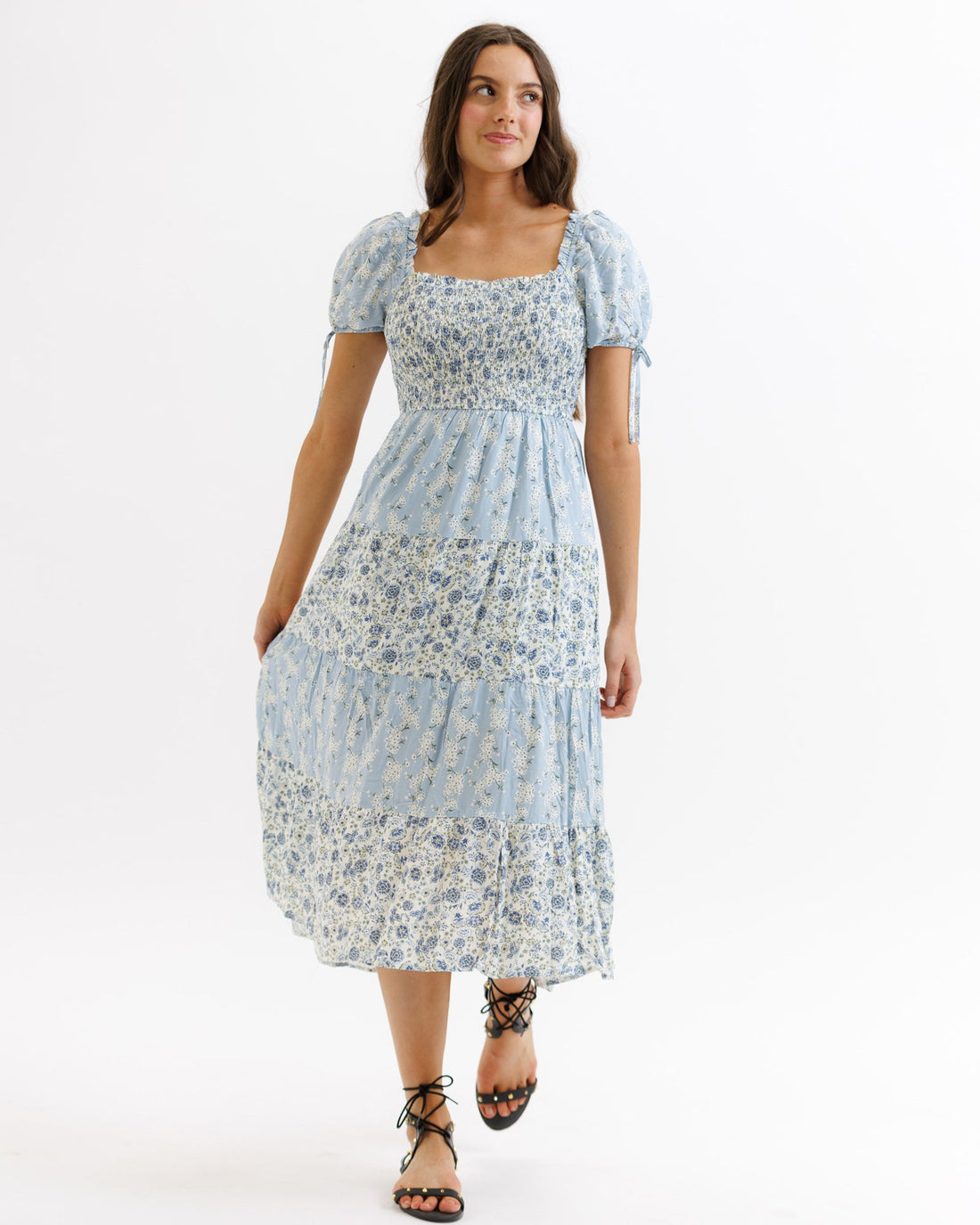 Downeast Fresh Bouquet Dress featuring a flowy, floral design with soft fabric, perfect for casual or semi-formal occasions.