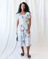 Downeast Complimentary Colors Dress featuring vibrant, flowing fabric with a stylish fit and colorful pattern.