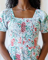 Downeast Complimentary Colors Dress, sleeveless summer dress with vibrant color-block design, flowing fabric, and flattering fit.