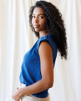 Downeast Bar Harbor top, lightweight casual blouse with short sleeves and V-neck, in a soft, breathable fabric.