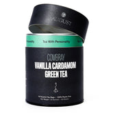 Open package of August Uncommon Tea Combray Vanilla Cardamom Green Tea tea bags, showing the individual tea bags inside.