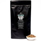 Cult of Demeter Cocoa Anise Barley Tea by August Uncommon Tea in a 70-cup herbal tea bag package, caffeine-free beverage.