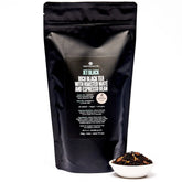 Jet Black Roasty Coffee Black Tea by August Uncommon Tea in a 70-cup bag, showcasing black tea leaves for rich, bold flavor.