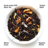Dried Mackintosh Crisp Apple Black Tea leaves from August Uncommon Tea, showcasing dark tea leaves with apple flavor notes.