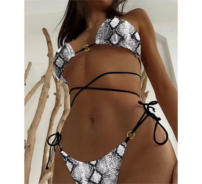 Triangle Bikini Split Swimsuit Women Sexy V neck Gathered Retail
