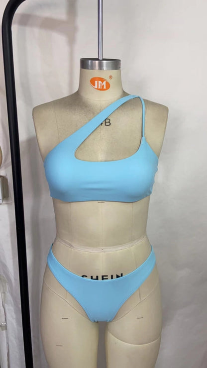 Solid Color Split Swimsuit European and Single Swimsuit Cross Strap Beautiful Back Swimsuit Split