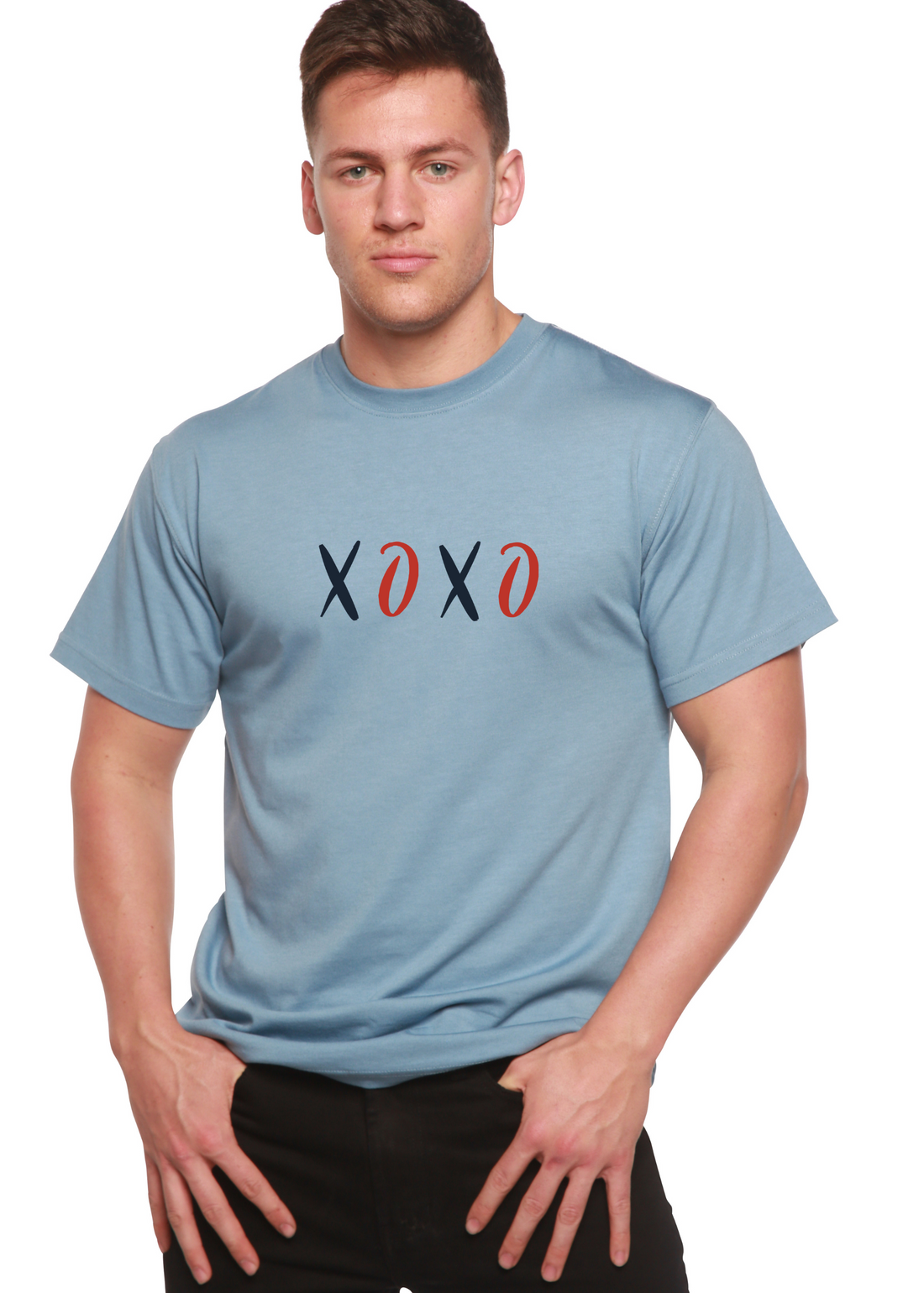 Spun Bamboo XOXO unisex bamboo and cotton graphic T-shirt with printed design, casual men&