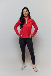 Goal Five Foudy mid-weight long sleeve training top with ½ zip, shown in a natural pose on a neutral background.