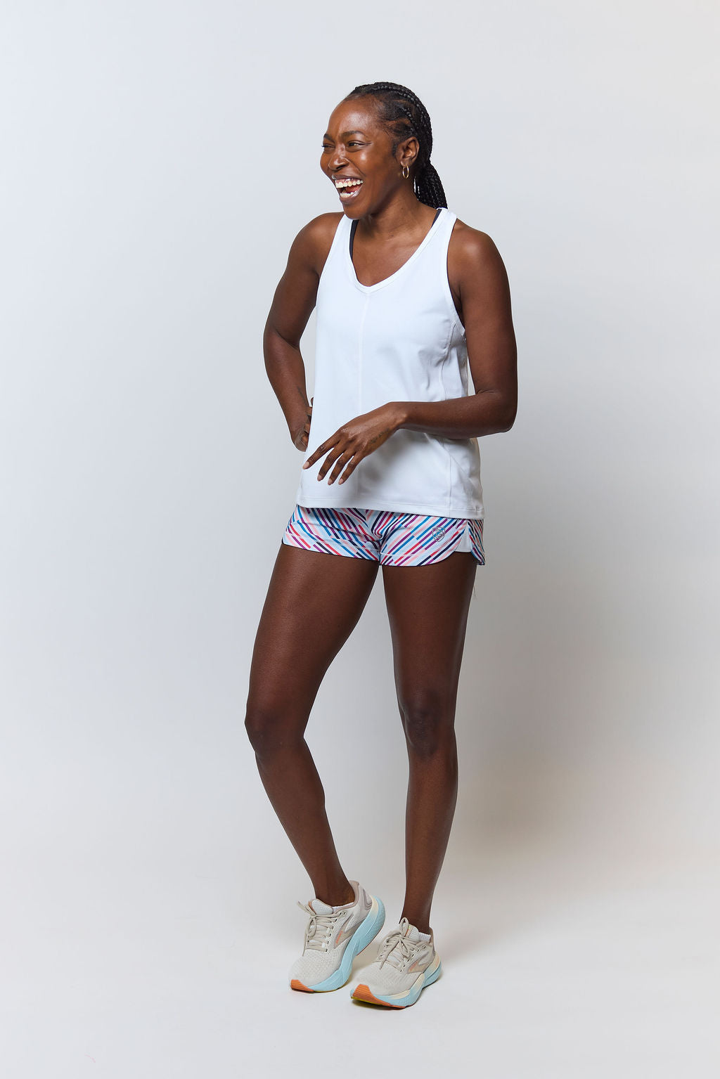Goal Five Mesh It To Me Training Tank top, lightweight breathable fabric, worn by a person in a gym setting.