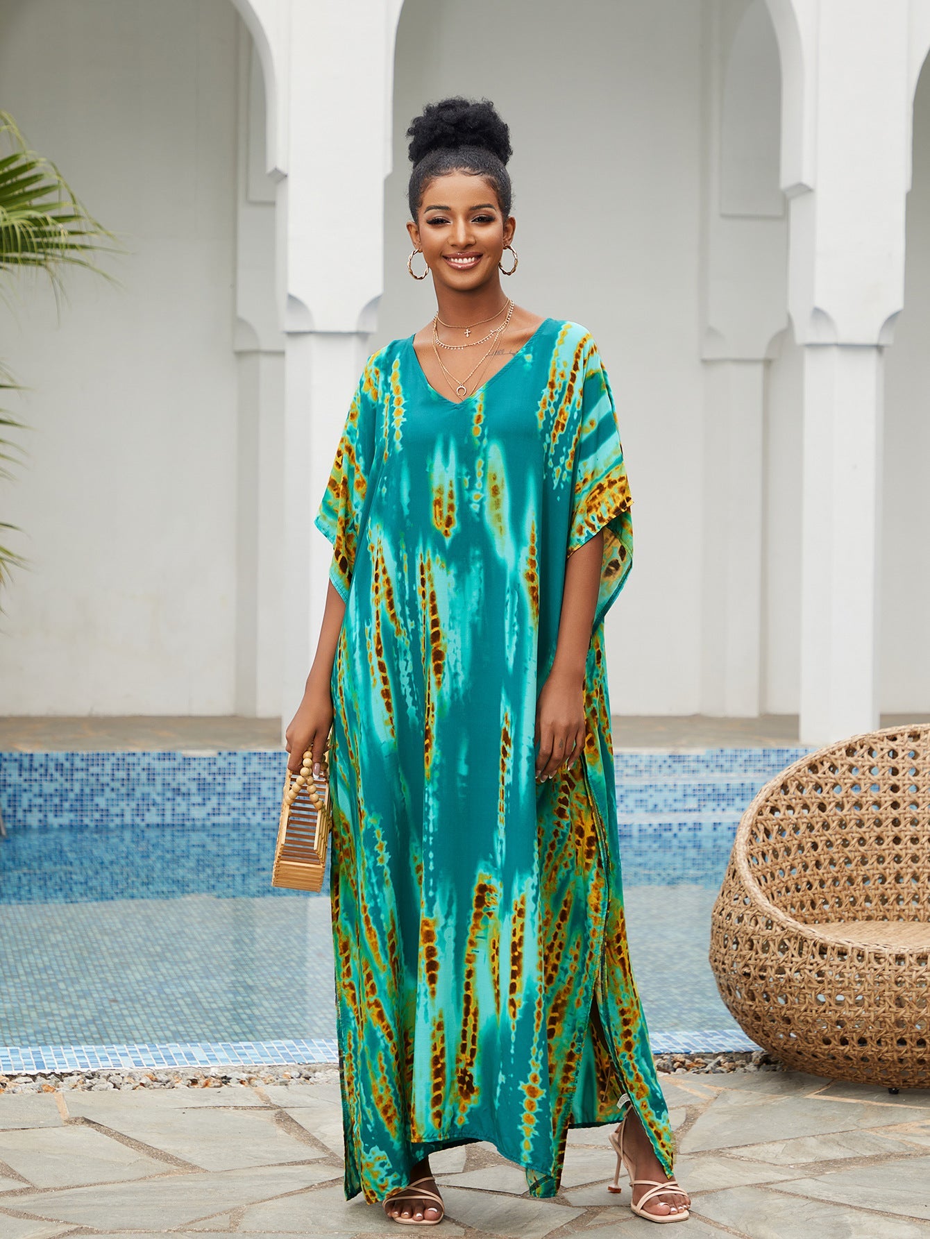 Loose Beach Cover-up Maxi Dress Loose Robe Bikini Swimsuit Outwear Sun Protection Shirt