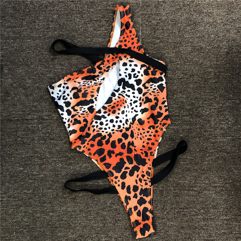 Swimsuit Sexy Oblique Shoulder Hollow Out Cutout out Swimsuit