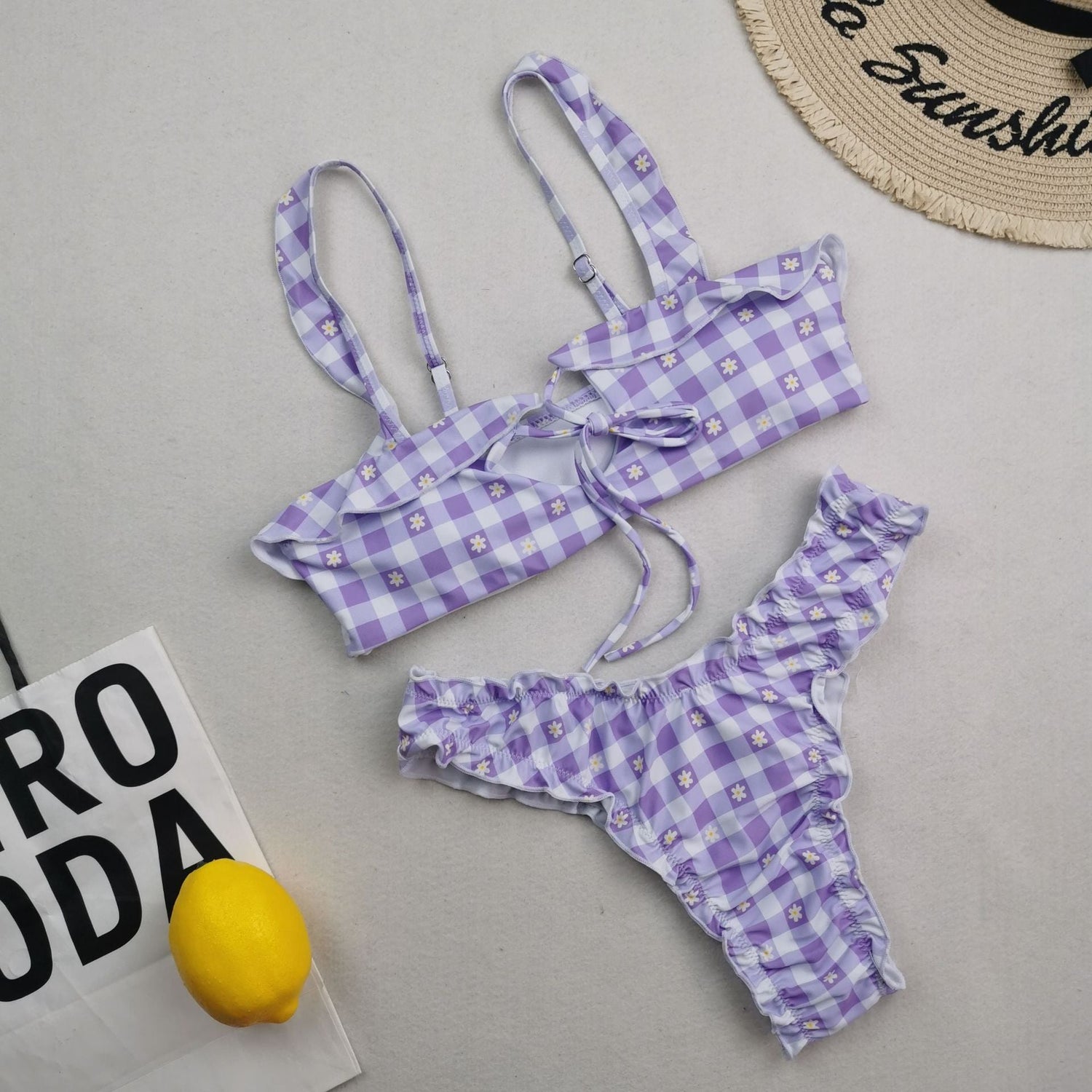 New Multi Color Printed Bikini Fresh Swimsuit Women Lace Split Swimsuit