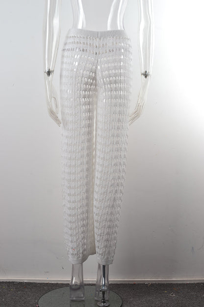Summer Hollow Out Cutout Beach Pants Knitting Bikini Seaside Pants Beach Trousers