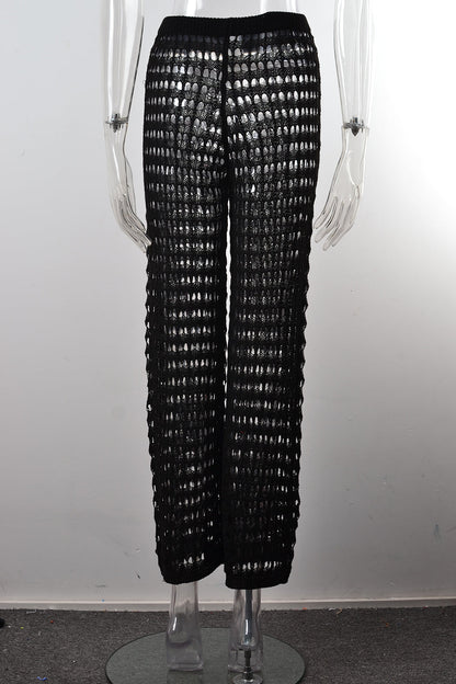 Summer Hollow Out Cutout Beach Pants Knitting Bikini Seaside Pants Beach Trousers