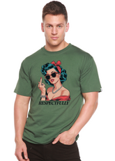 Spun Bamboo unisex graphic t-shirt with a bold middle finger print, made from bamboo and cotton fabric, men&
