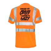 Reflective safety T-shirt by Armed American Supply featuring high-visibility reflective strips and durable fabric.