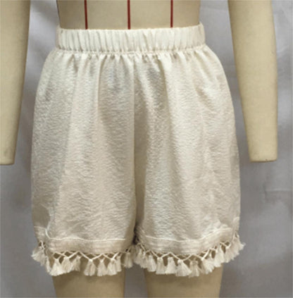 Beach Pants Lace Stitching Elastic Waistband Shorts Sexy Sexy Solid Color Beach Swim Trunks