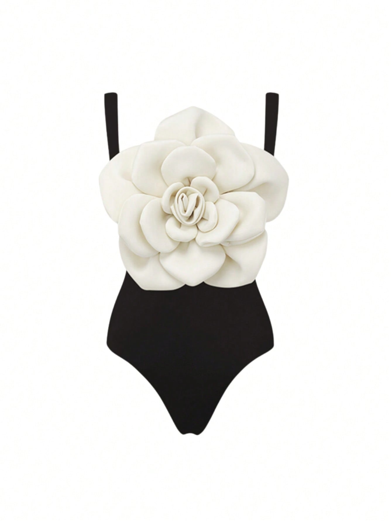 Bikinx Contrast Color Flower Decor Sexy One Piece Swimsuit And Skirt Cover Up