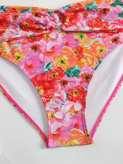 Bikinx Printed Splicing Swimsuit Set With Ruffle Hem And Underwire Bra Cups Including Mermaid Tail Skirt