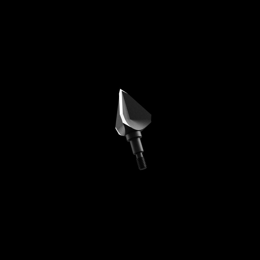 Annihilator Broadheads 125 Grain Single Bevel broadhead with quartering-up view, showcasing sharp blades and black finish.