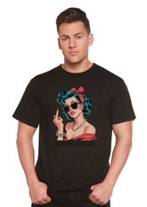 Unisex bamboo and cotton graphic T-shirt with a respectful middle finger print, by Spun Bamboo, men&