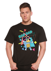 Mens blue Rad Dad graphic T-shirt by Spun Bamboo featuring a printed design, made from soft bamboo fabric.