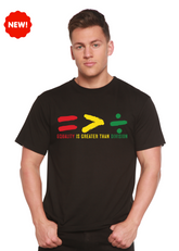 Unisex Black History Month graphic t-shirt by Spun Bamboo, black bamboo and cotton fabric, featuring a printed design for men.