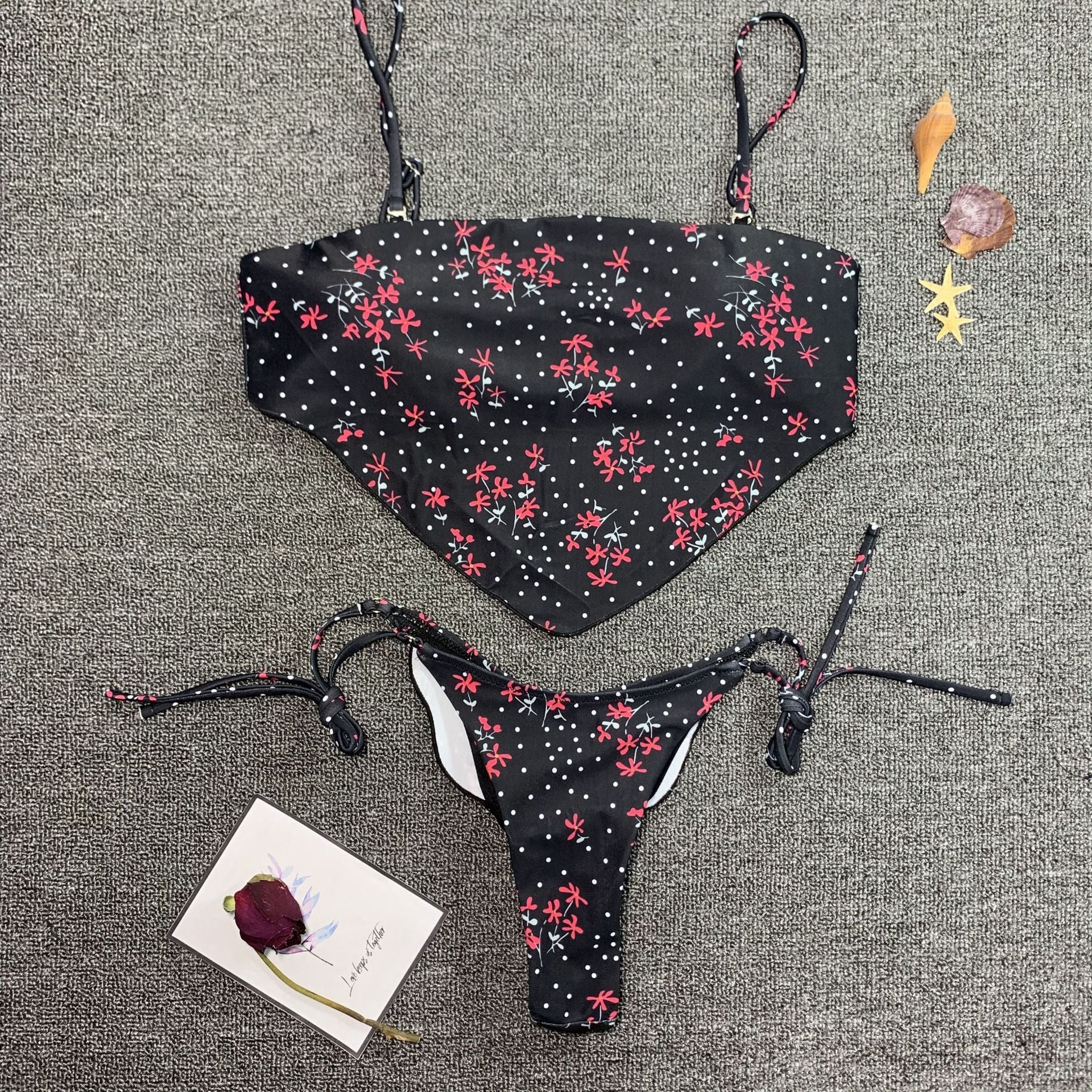 Swimsuit Chest Pocket Printed Bikini Sexy Women Multi-color Split Swimsuit