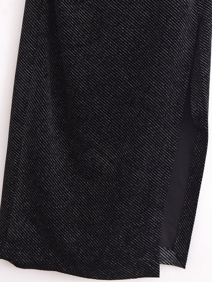 Women Clothing Elegant Slim Shiny Ornament Velvet Sleeveless Dress
