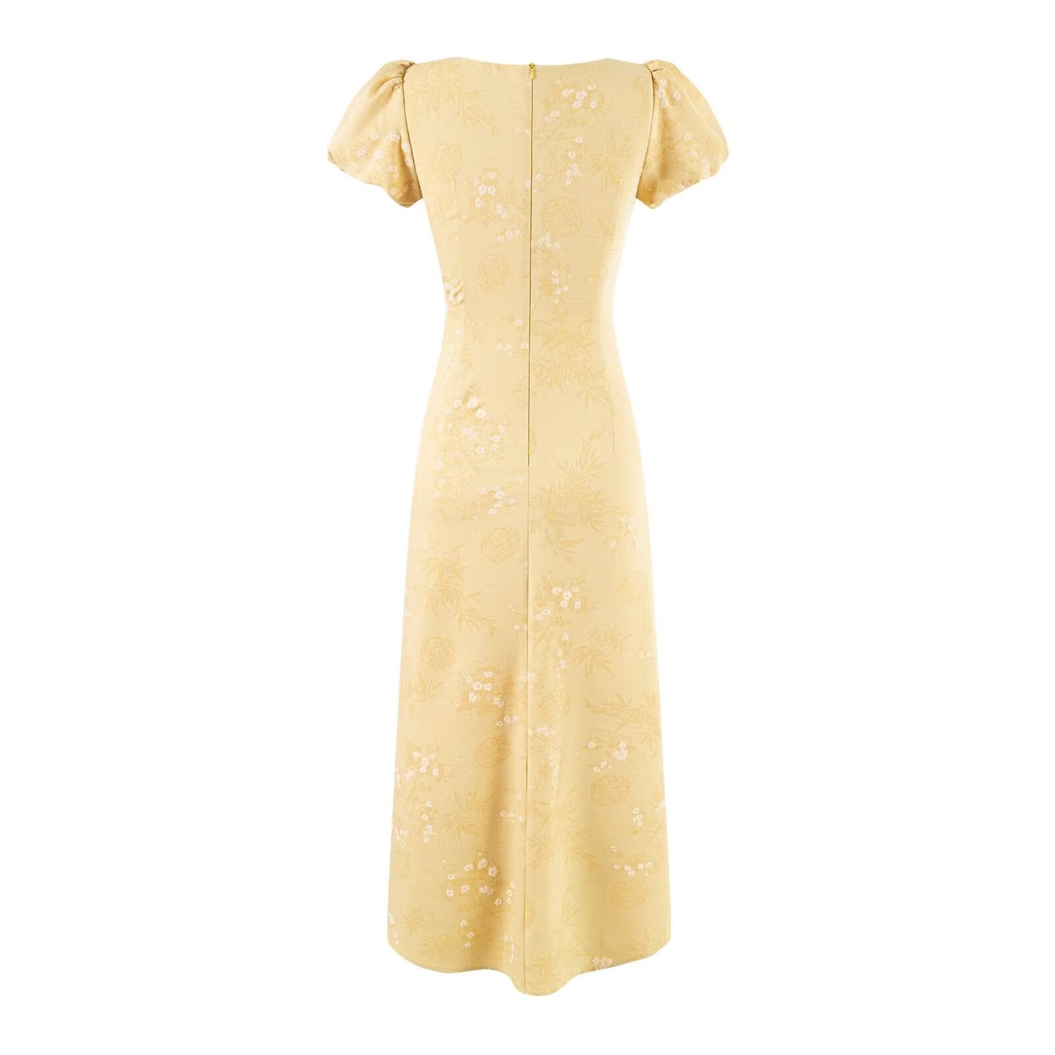 Summer French Gentle Elegant Jacquard Drawstring Waist Controlled Slimming Maxi Dress