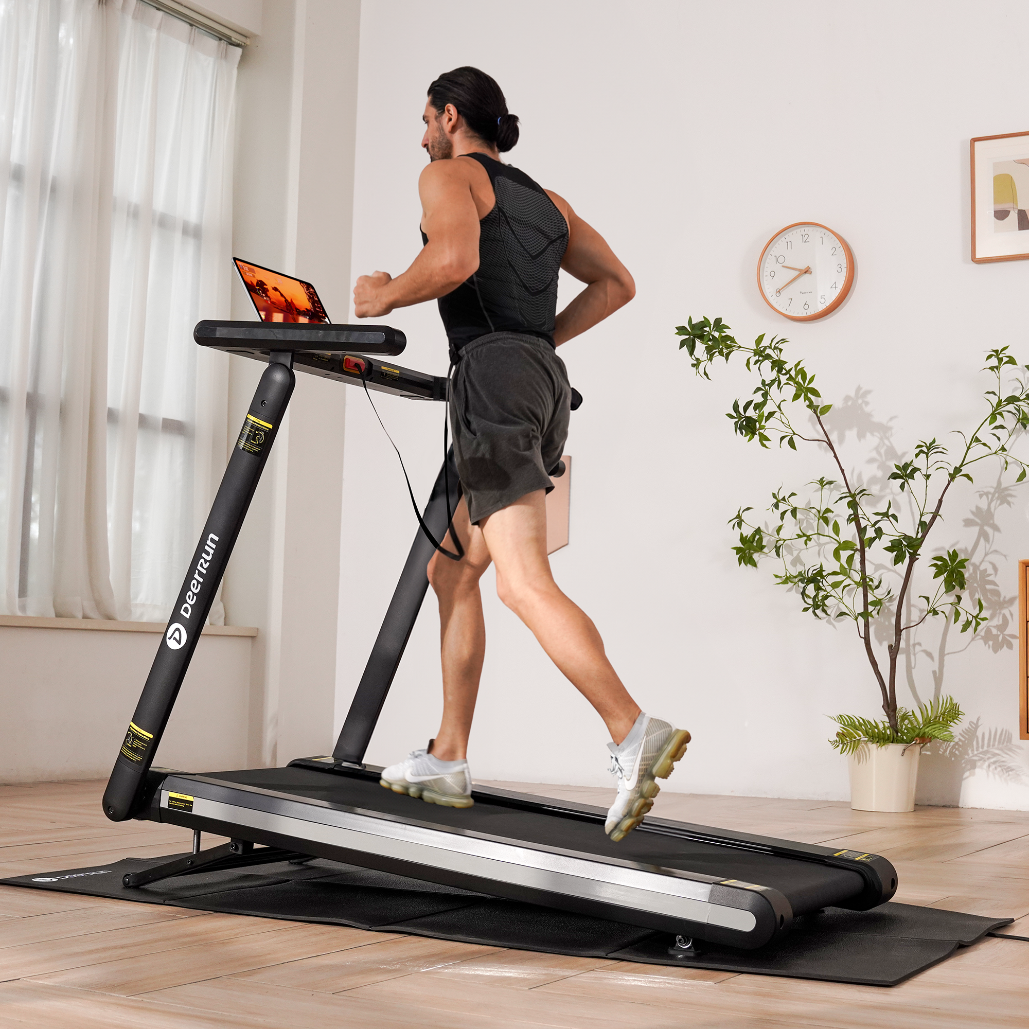 DeerRun X20 Incline Home Treadmill with 15% Auto Incline &amp; Full Running Deck | 400 lbs, 11.3 mph