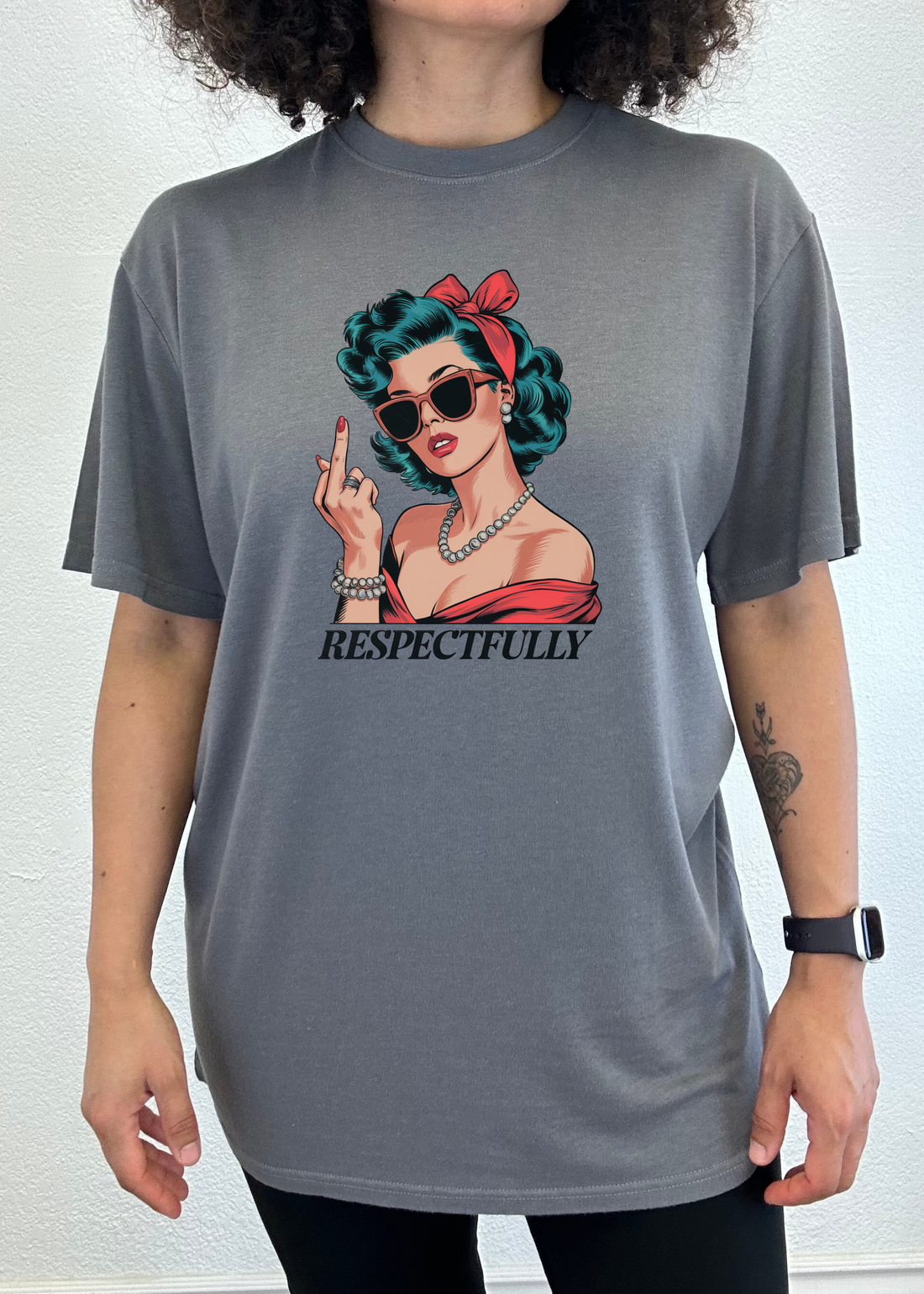Unisex bamboo and cotton graphic T-shirt by Spun Bamboo featuring a middle finger design on the front.