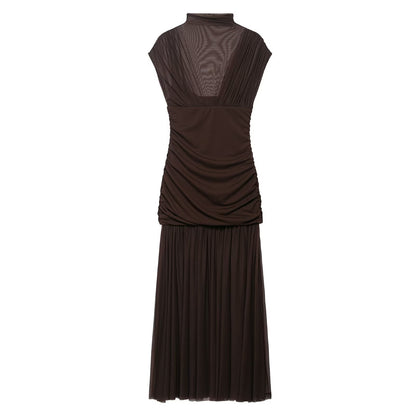 Summer Floral Ribbon Silk Net Stitching Dress