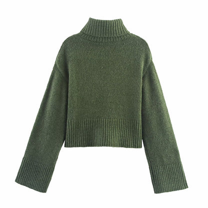 Women Clothing Winter Long Sleeve Stand Collar Basic Comfortable All Matching Sweater