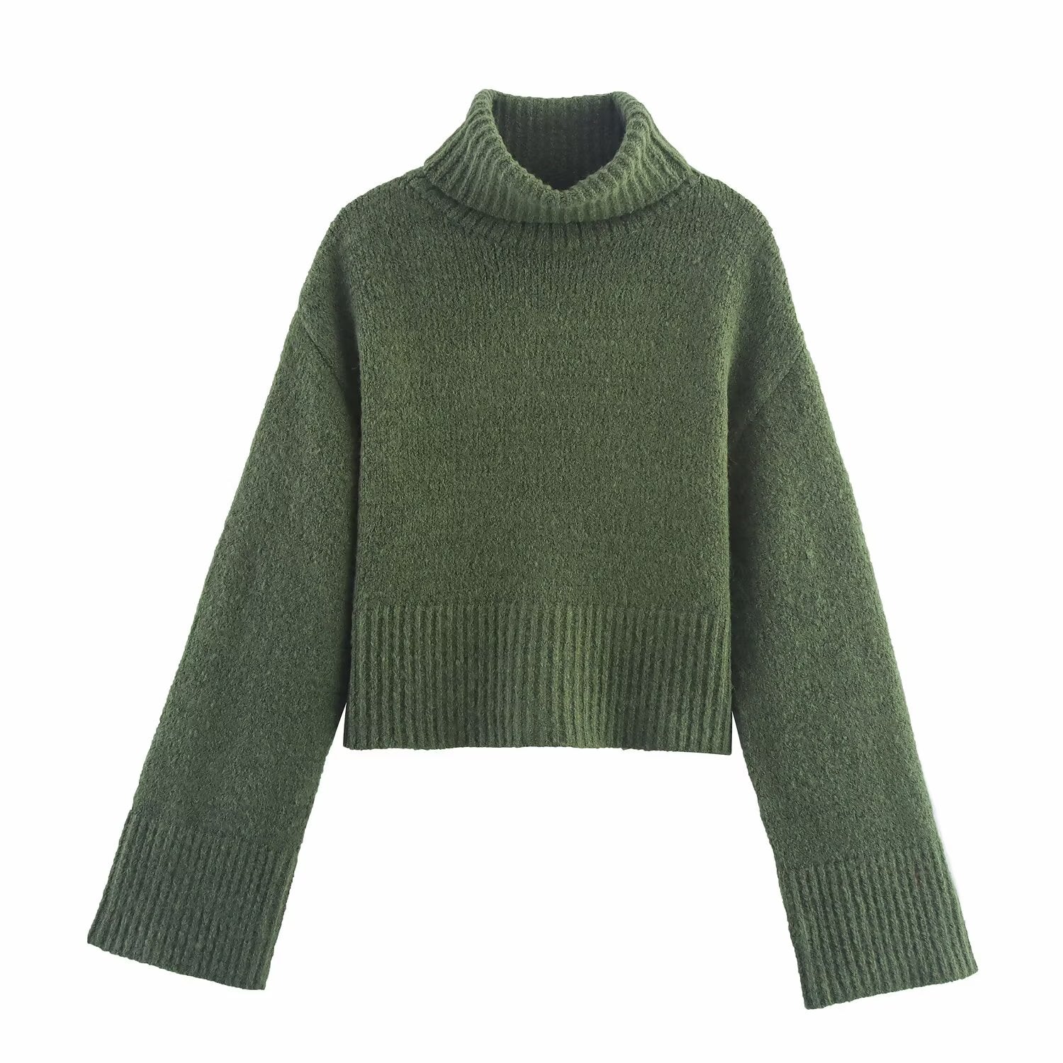 Women Clothing Winter Long Sleeve Stand Collar Basic Comfortable All Matching Sweater